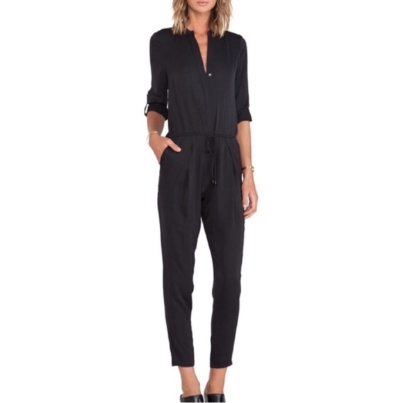 Vince Poly Black Long Sleeve Jumpsuit